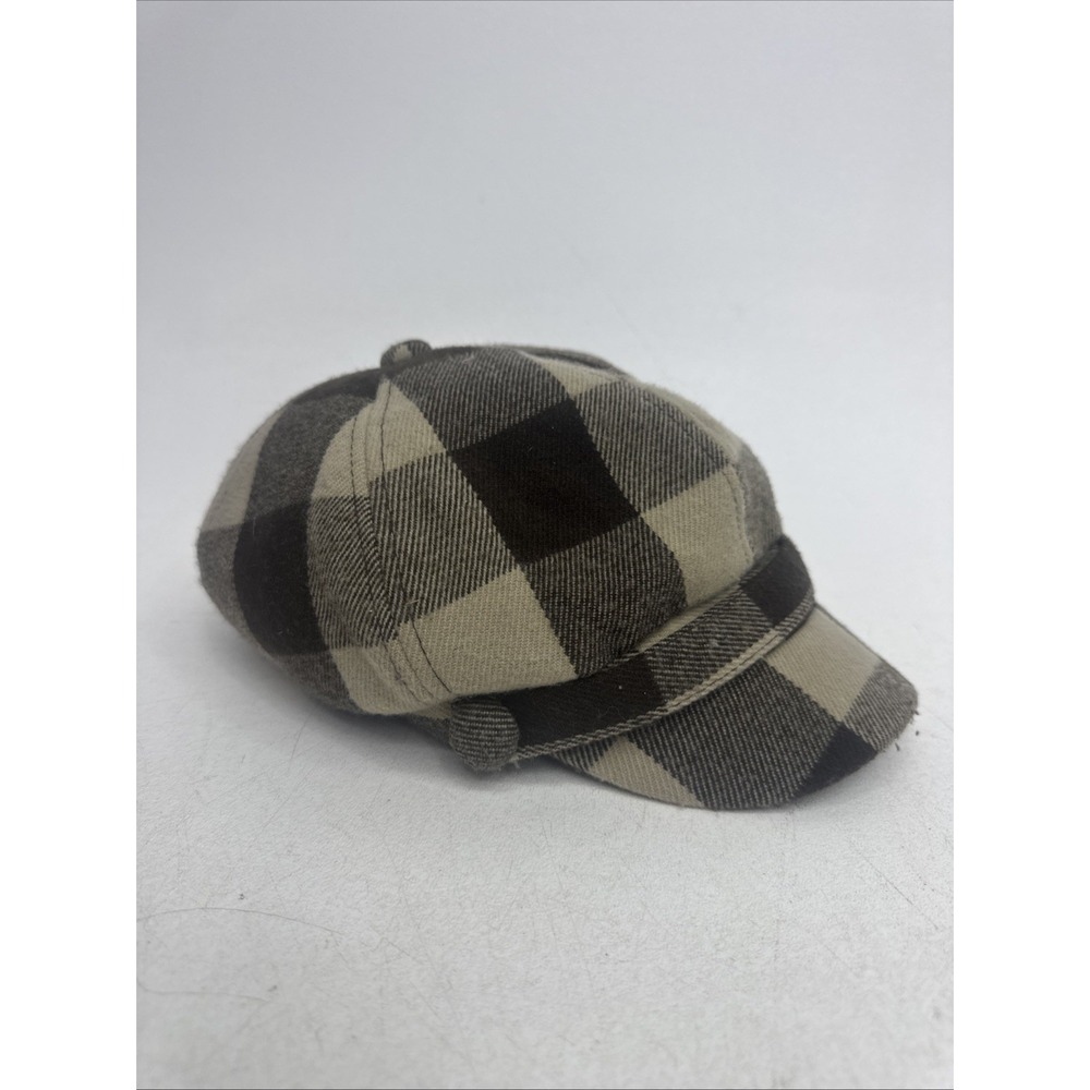D&Y Newsboy Cap Hat Raw Hem Trim Grommets Lined Brown OSFM